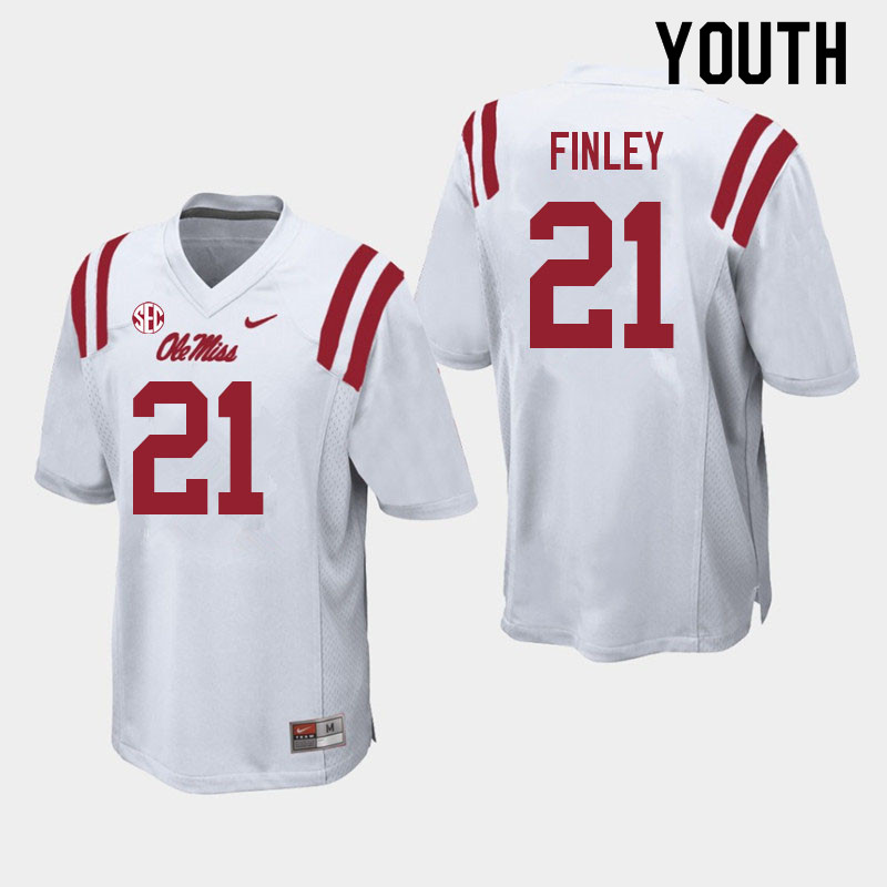 AJ Finley Ole Miss Rebels NCAA Youth White #21 Stitched Limited College Football Jersey BVG4558SY